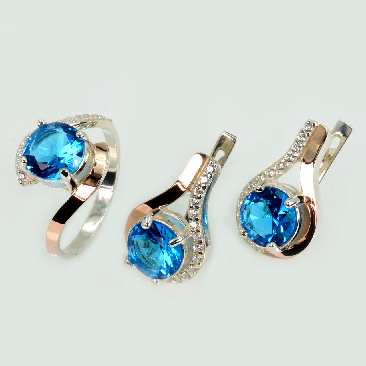 Срібний набір з золотими пластинами, фото 1