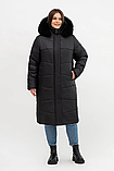 Жіночий пуховик-пальто великих розмірів з хутром песця Li-10, фото 2