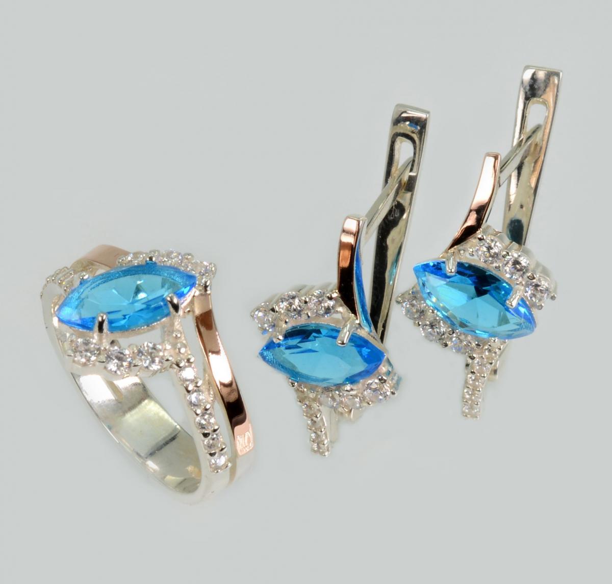 Срібний набір з золотими пластинами, фото 1