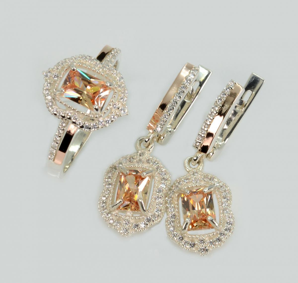 Срібний набір з золотими пластинами, фото 1