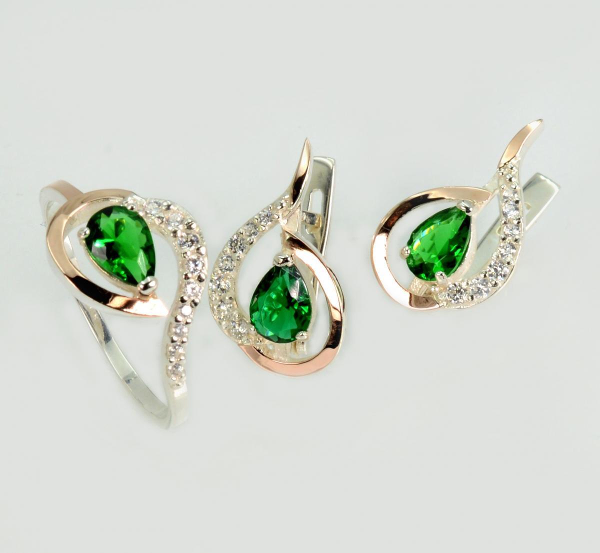 Срібний набір з золотими пластинами, фото 1