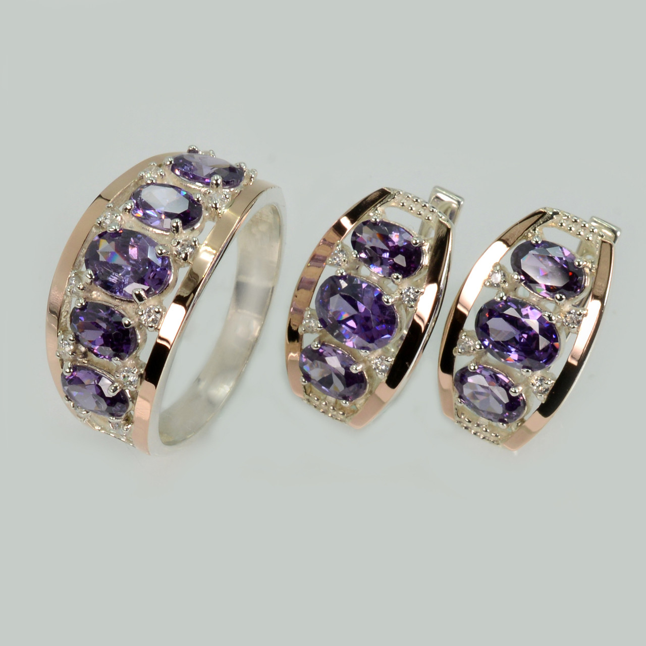 Срібний набір з золотими пластинами, фото 1