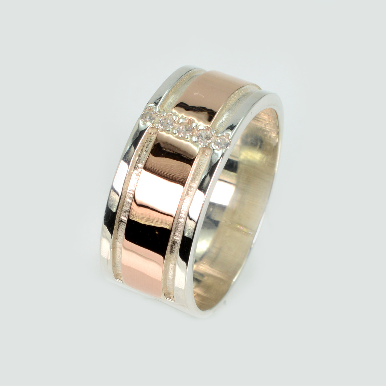 Обручка із срібла з золотом, фото 1