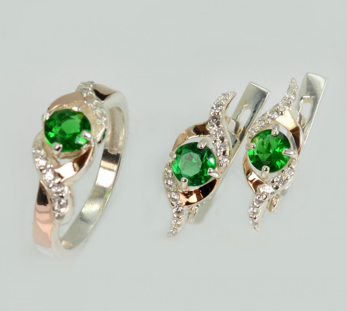 Срібний гарнітур з золотими пластинами, фото 1