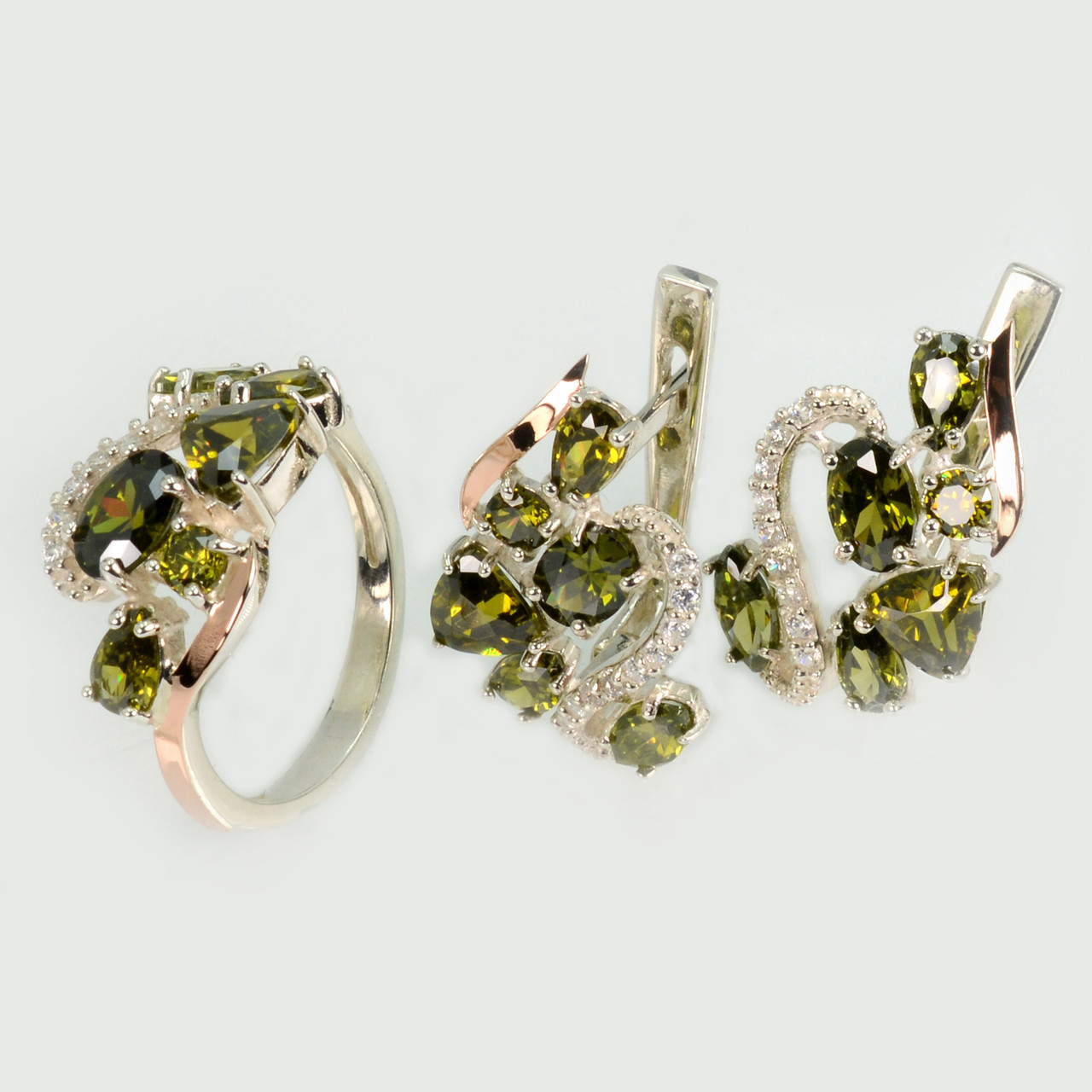 Срібний набір з золотими пластинами, фото 1