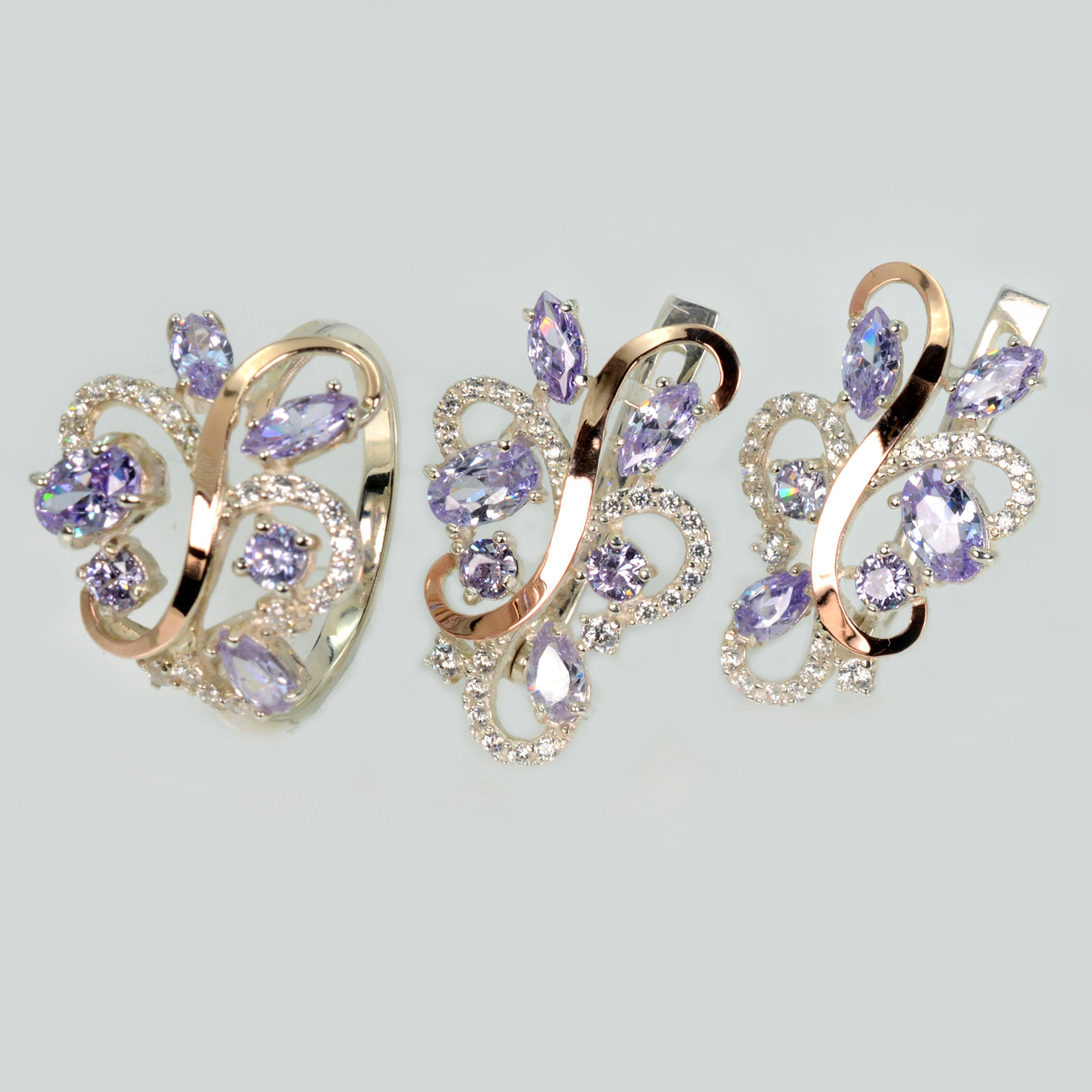 Срібний набір з золотими пластинами, фото 1