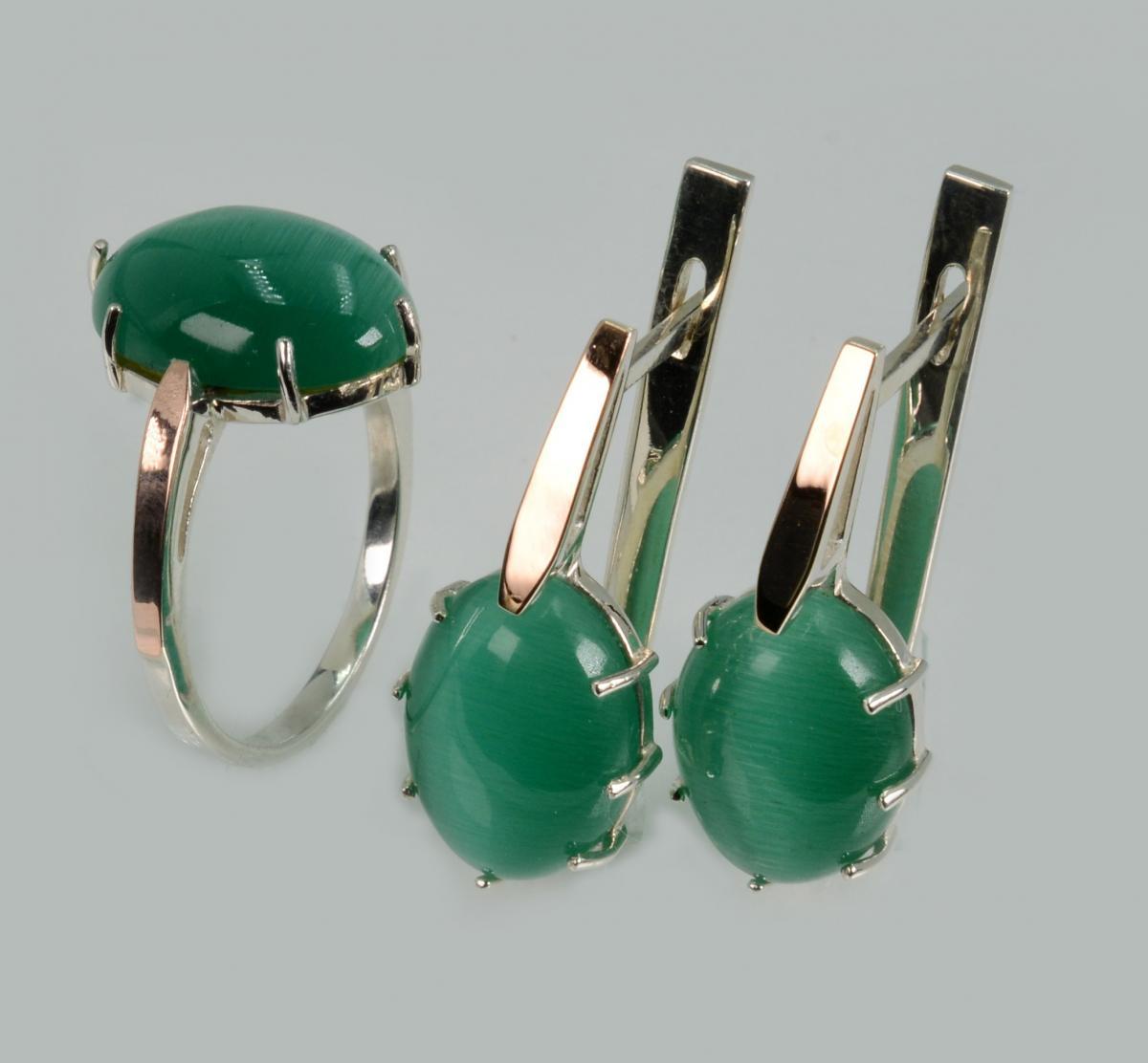 Срібний комплект з золотими пластинами, фото 1