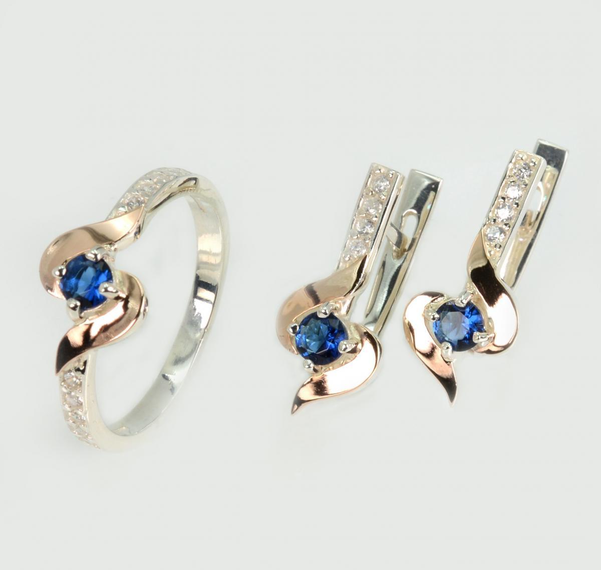 Срібний гарнітур з золотими вставками, фото 1