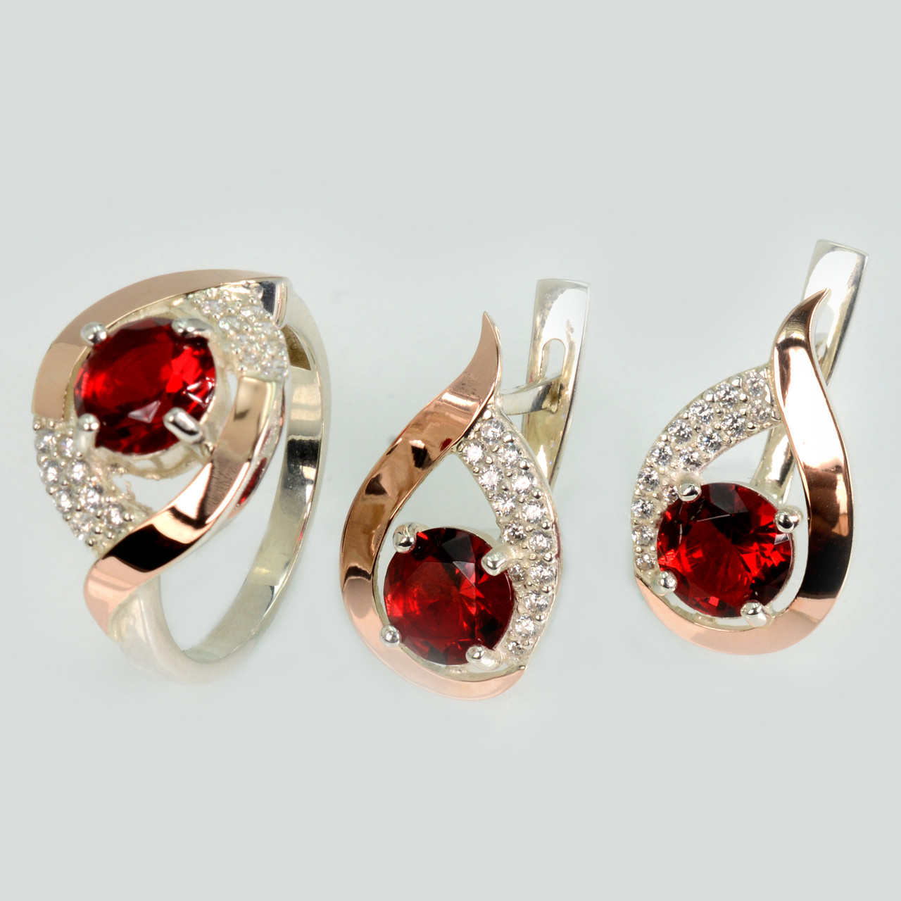 Срібний гарнітур з золотими накладками, фото 1