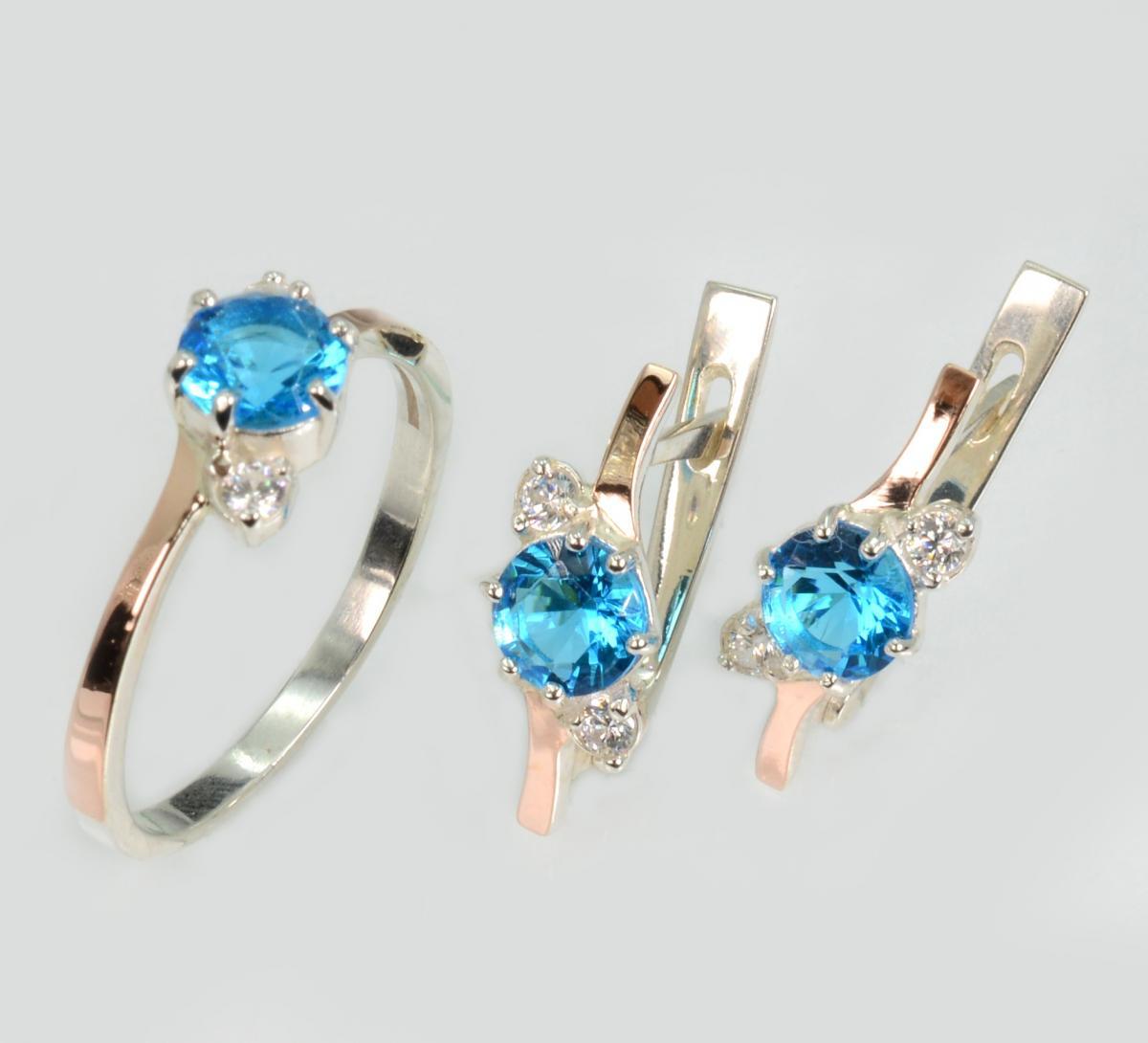 Срібний комплект з золотими вставками, фото 1