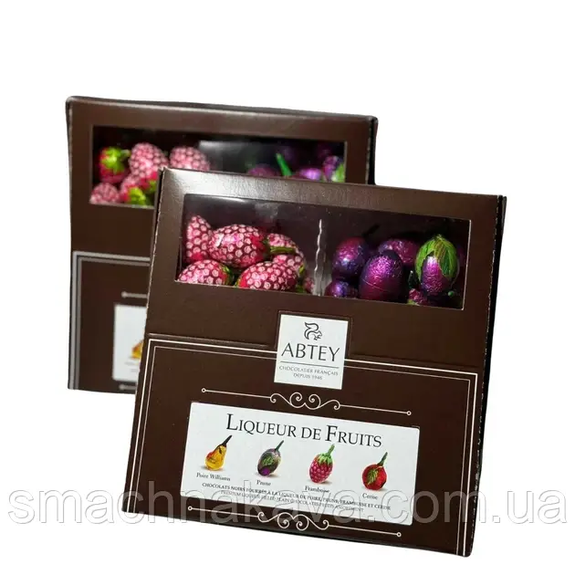 Цукерки ABTEY Ligueurs de Fruits з чорного шоколаду Фрукти з Лікером 72 шт 720 г, фото 1