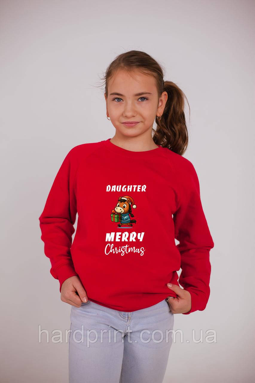 Світшот теплий дитячий новорічний Daughter — Merry Christmas, фото 1