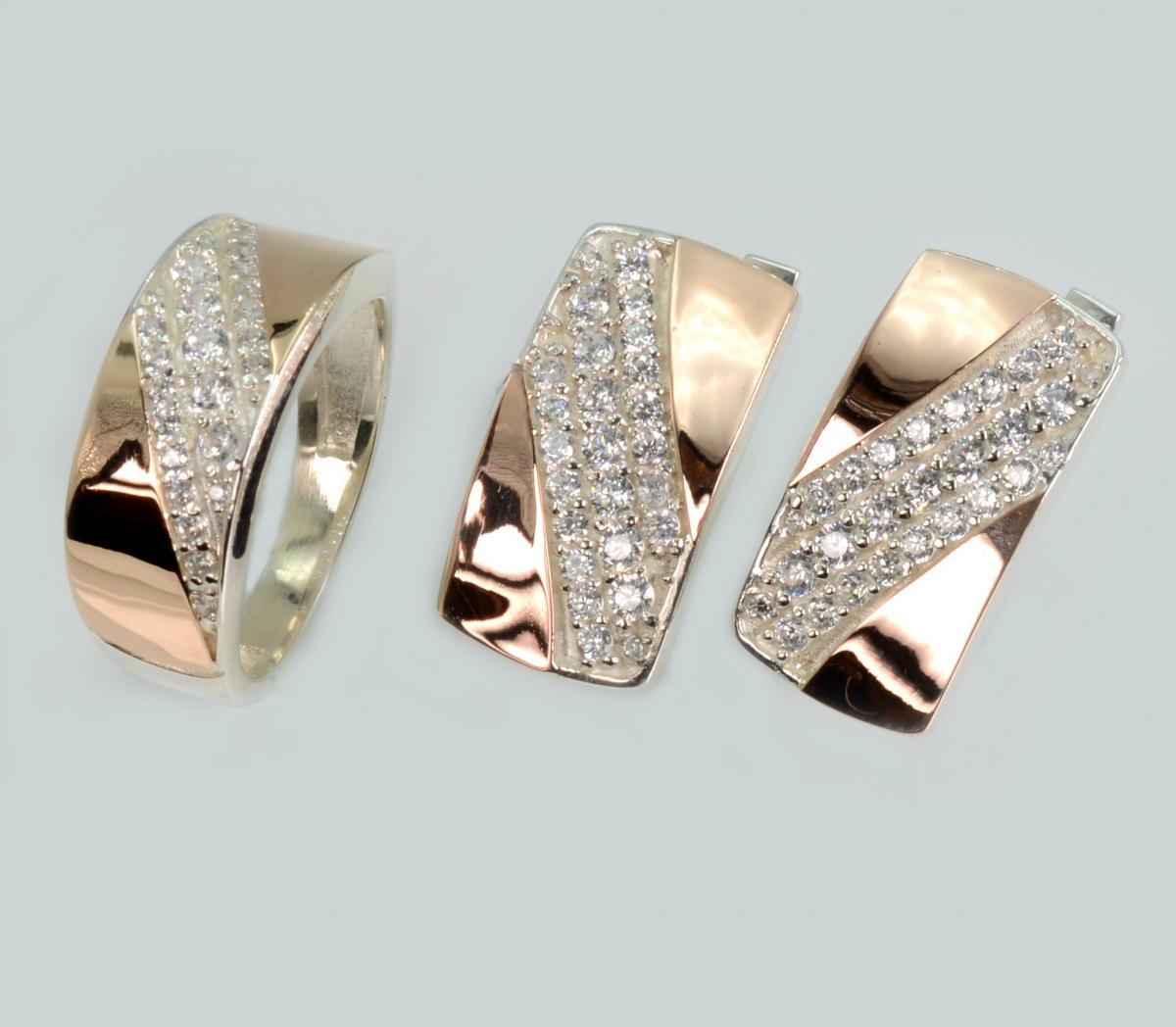 Срібний набір з золотими пластинами, фото 1