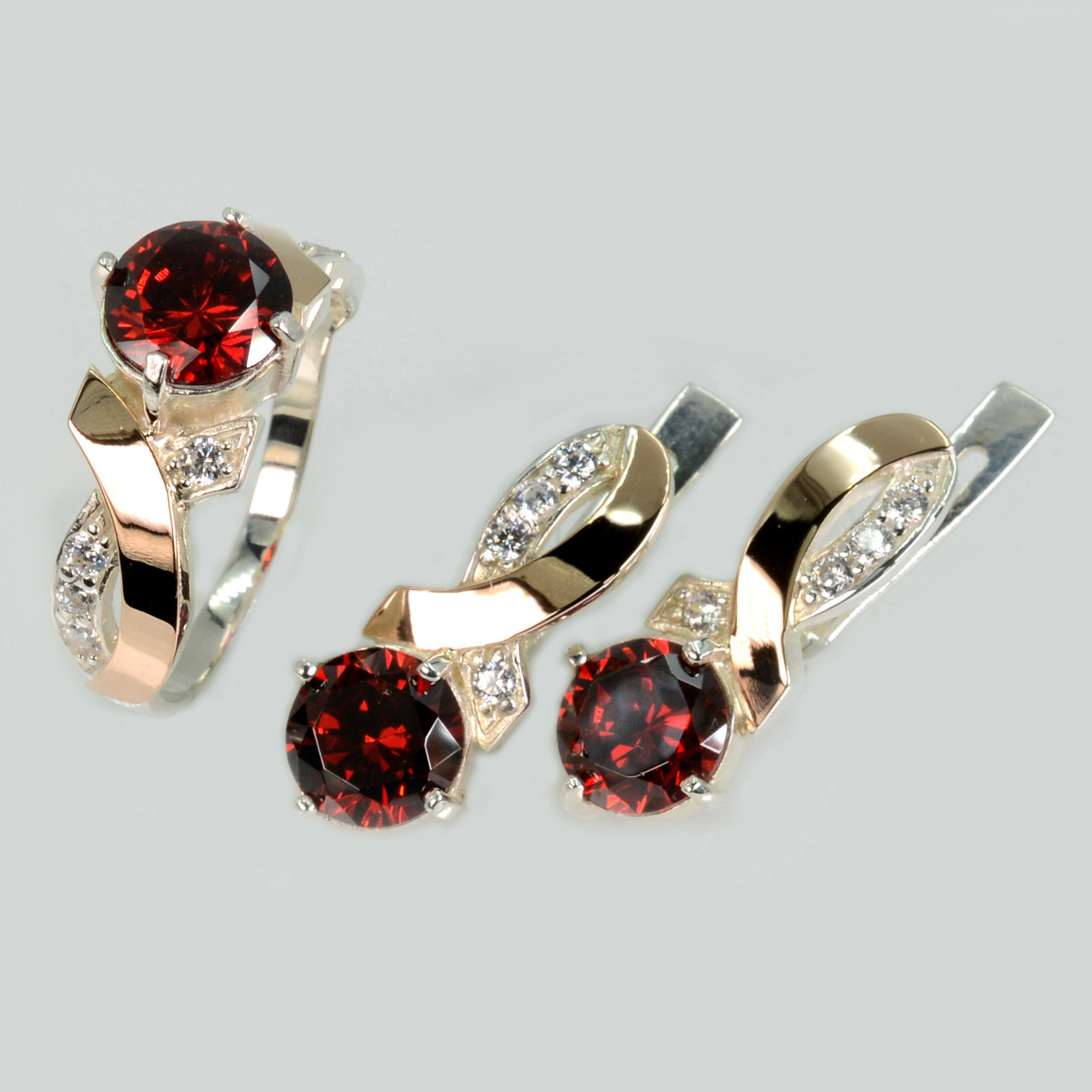 Срібний комплект з золотими накладками, фото 1