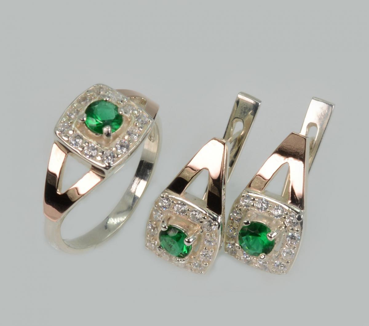 Срібний гарнітур з золотими пластинами, фото 1