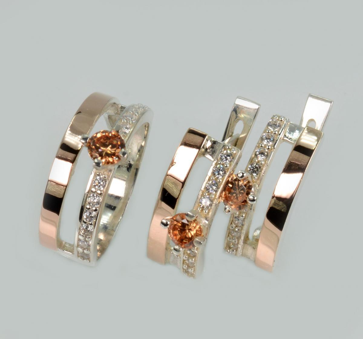 Срібний набір з золотими вставками, фото 1