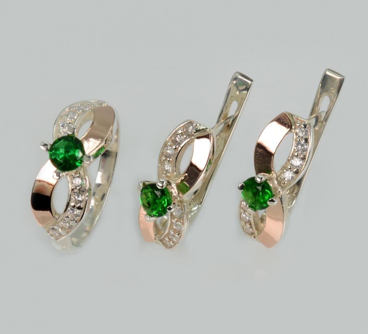 Срібний гарнітур з напайками з золота, фото 1