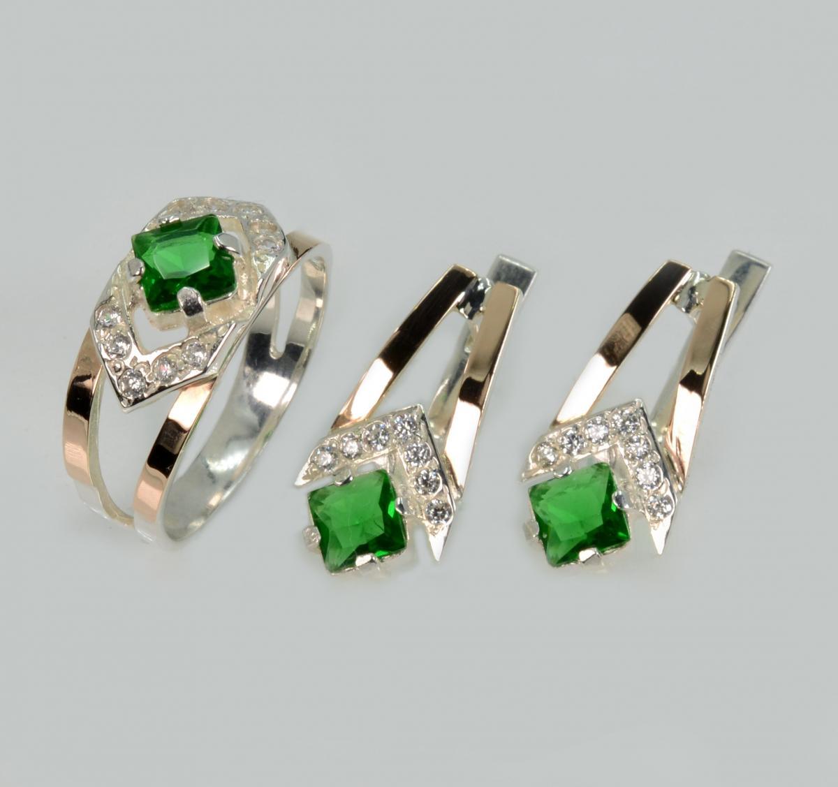 Срібний комплект з пластинами із золота, фото 1