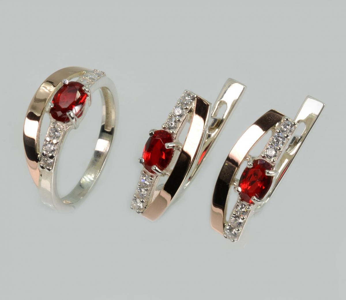 Срібний набір з золотими вставками, фото 1