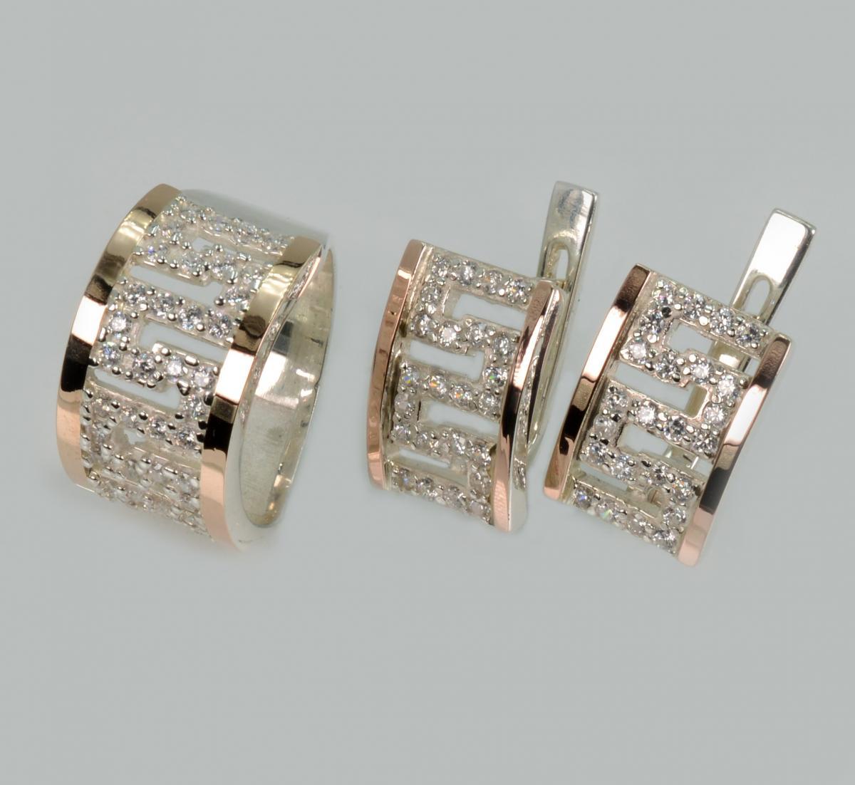 Срібний набір із золотими пластинами, фото 1