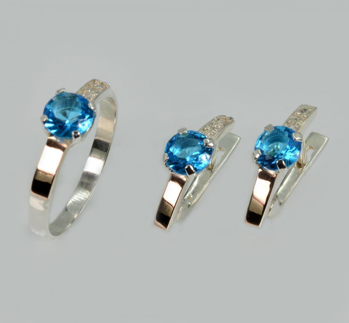 Срібний комплект з золотими пластинами, фото 1