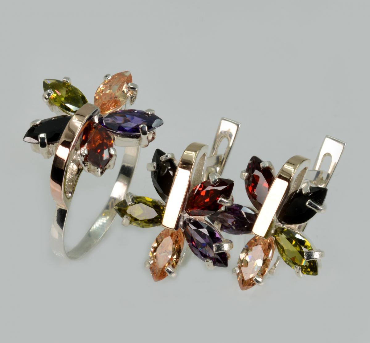 Срібний гарнітур із золотими вставками, фото 1