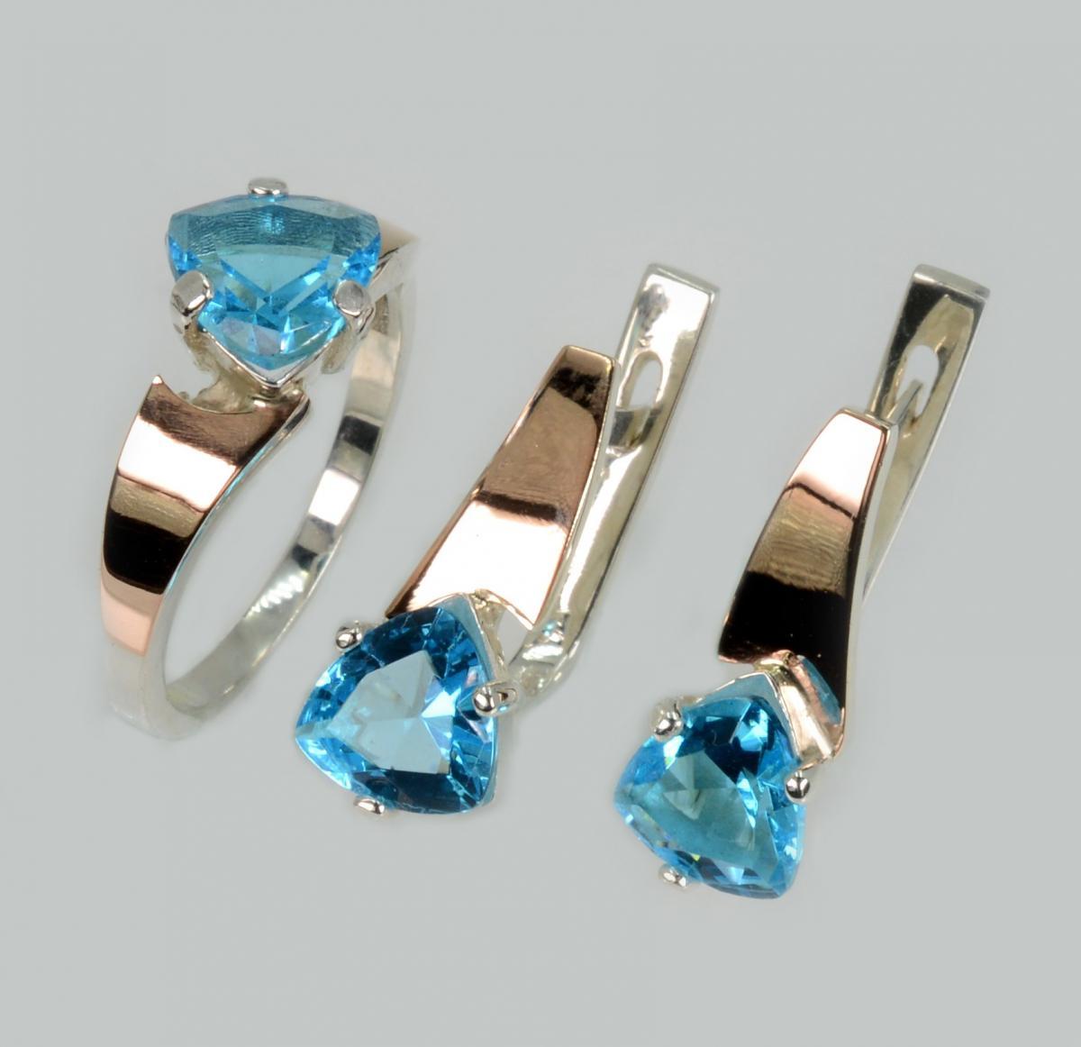 Срібний гарнітур з золотими пластинами, фото 1