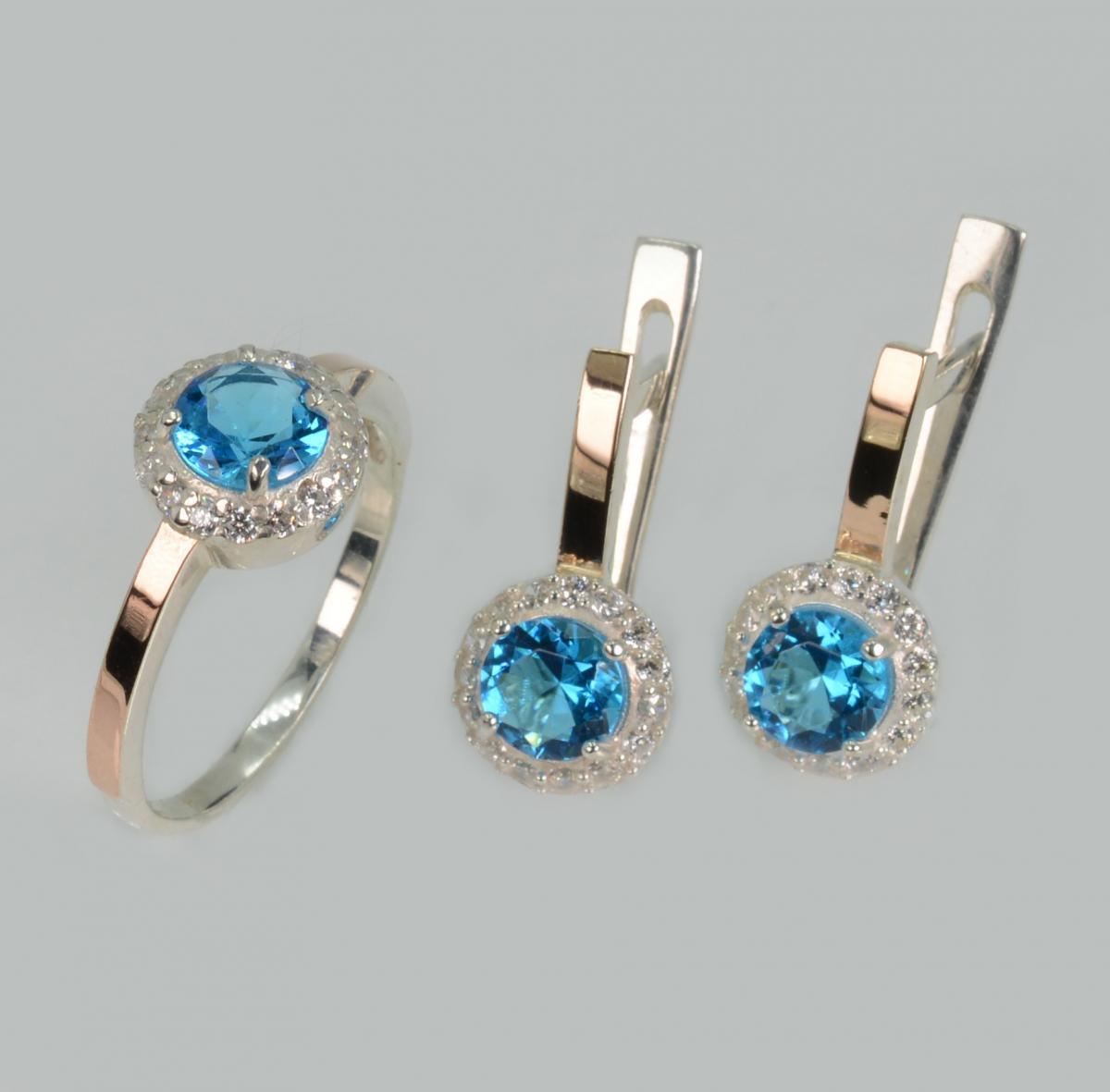 Срібний набір з золотими напайками, фото 1