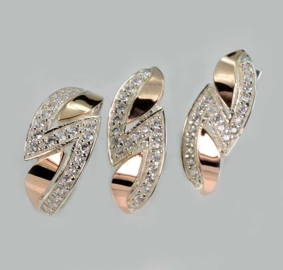 Срібний набір із золотими пластинами, фото 1