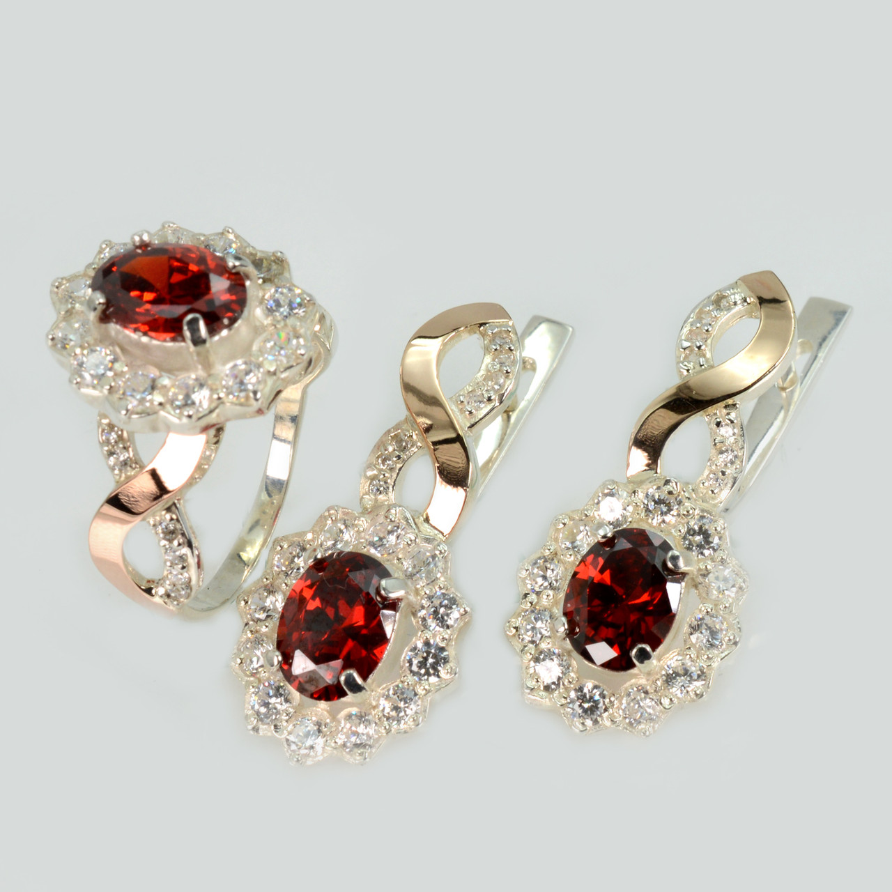 Срібний комплект з золотими накладками, фото 1