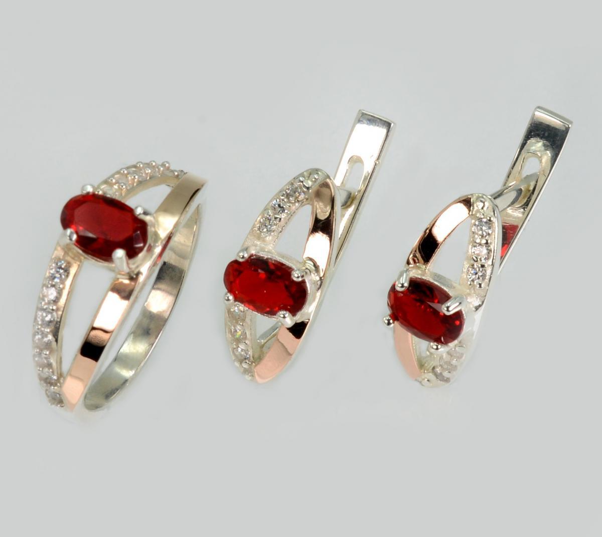 Срібний гарнітур з накладками із золота, фото 1