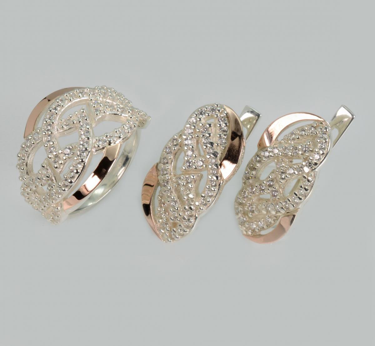 Срібний комплект з напайками з золота, фото 1