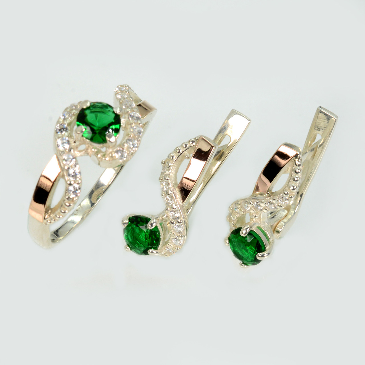 Срібний комплект з накладками з золота, фото 1