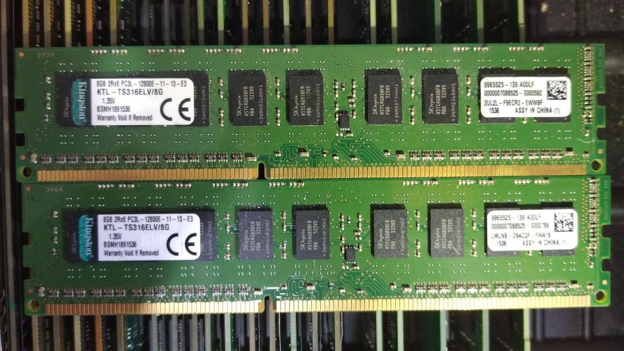 16Gb (2x8GB)  DDR3L 1600MHz Kingston PC3L 12800E Unbuffered DIMM CL11 2RX8 1.35V RAM ECC Оперативна пам'ять KTL-TS316ELV/8G, фото 1