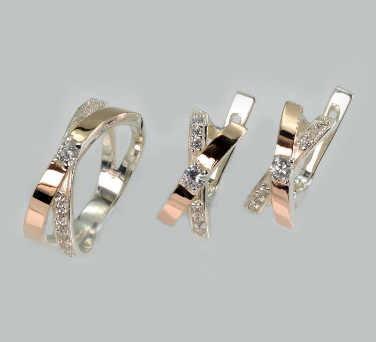 Срібний гарнітур з напайками з золота, фото 1