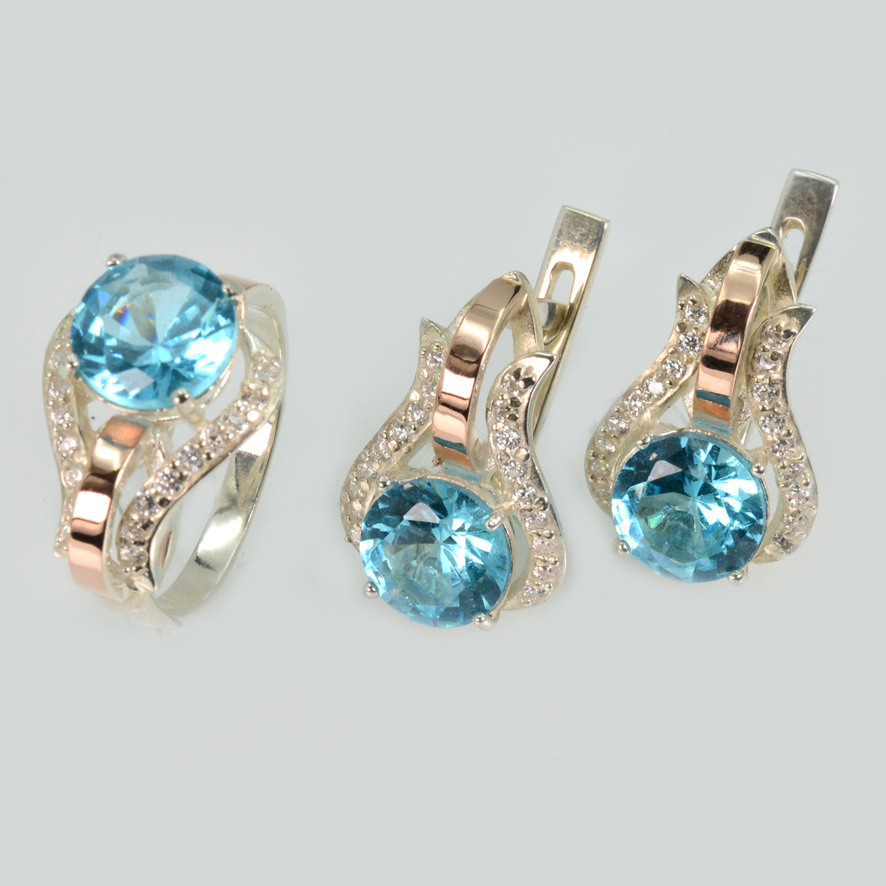 Срібний гарнітур з пластинами із золота, фото 1