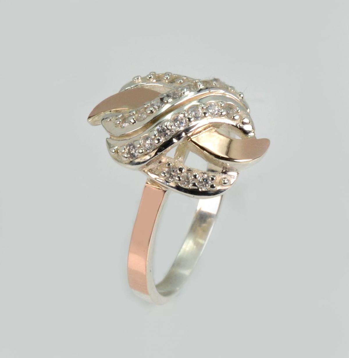 Срібна каблучка с напайками из золота, фото 1