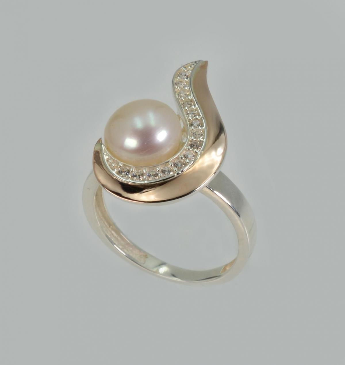 Срібна каблучка з золотими вставками, фото 1