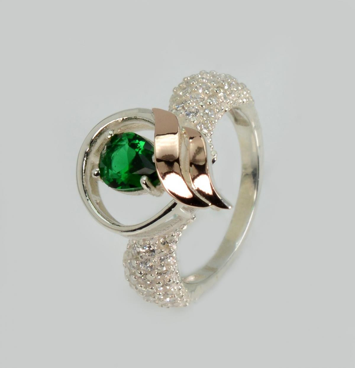 Срібна каблучка з золотими вставками, фото 1