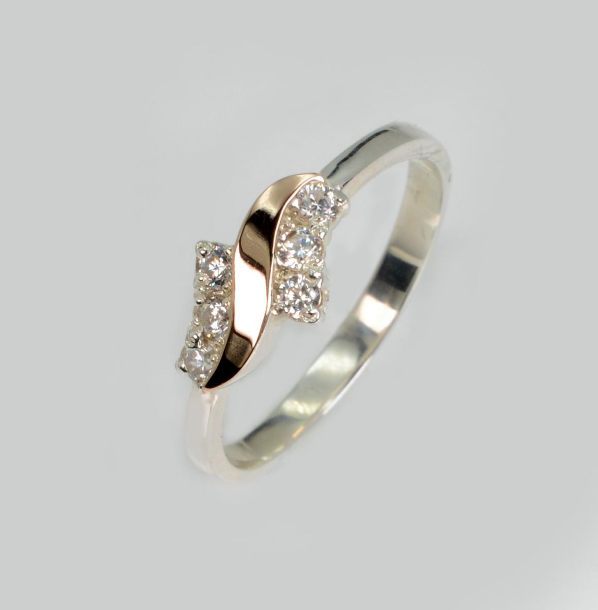 Срібна каблучка з золотими вставками, фото 1