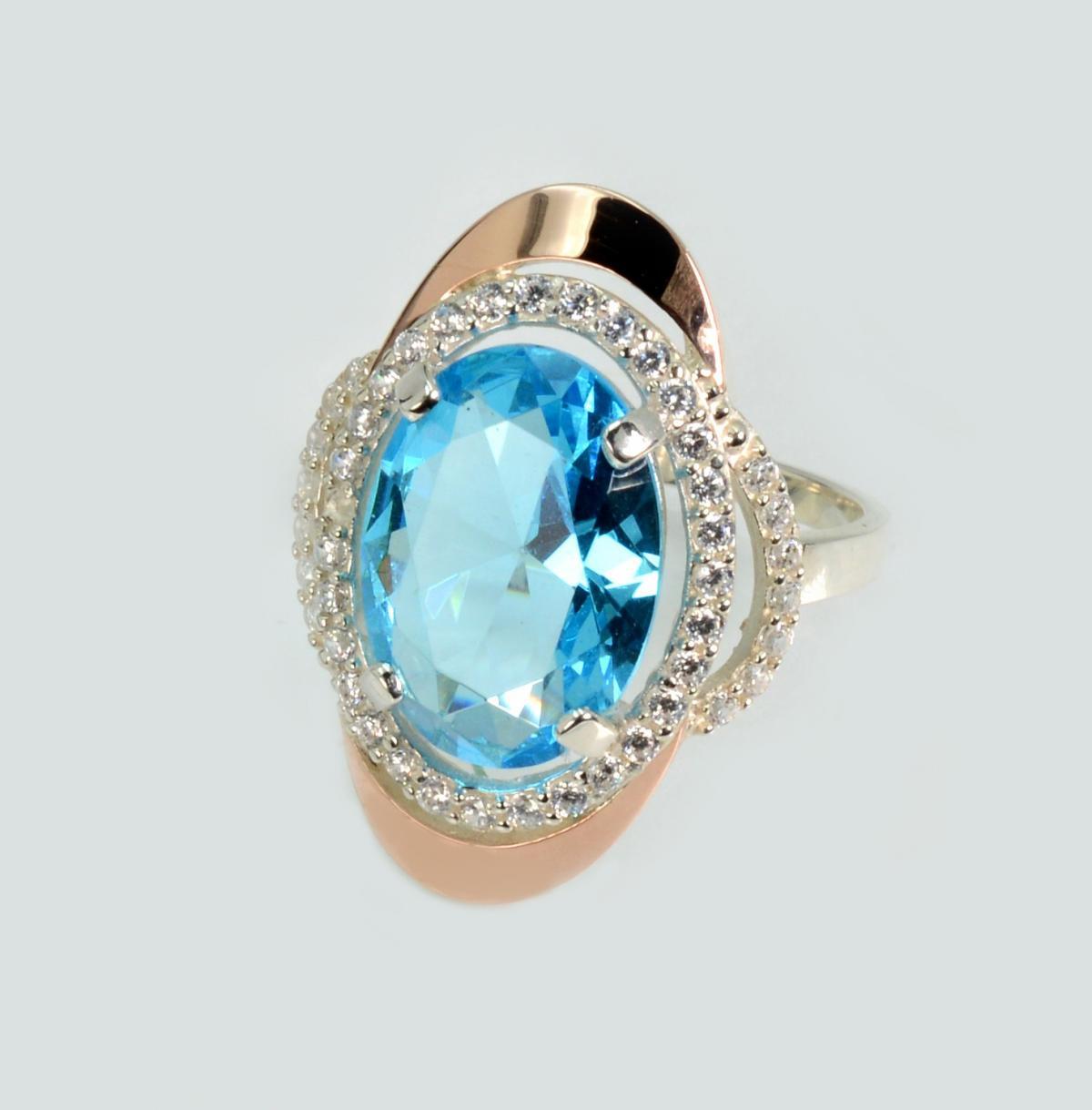 Срібна каблучка з золотими вставками, фото 1