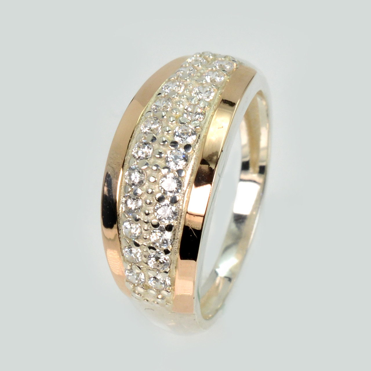 Срібна каблучка з золотими вставками, фото 1