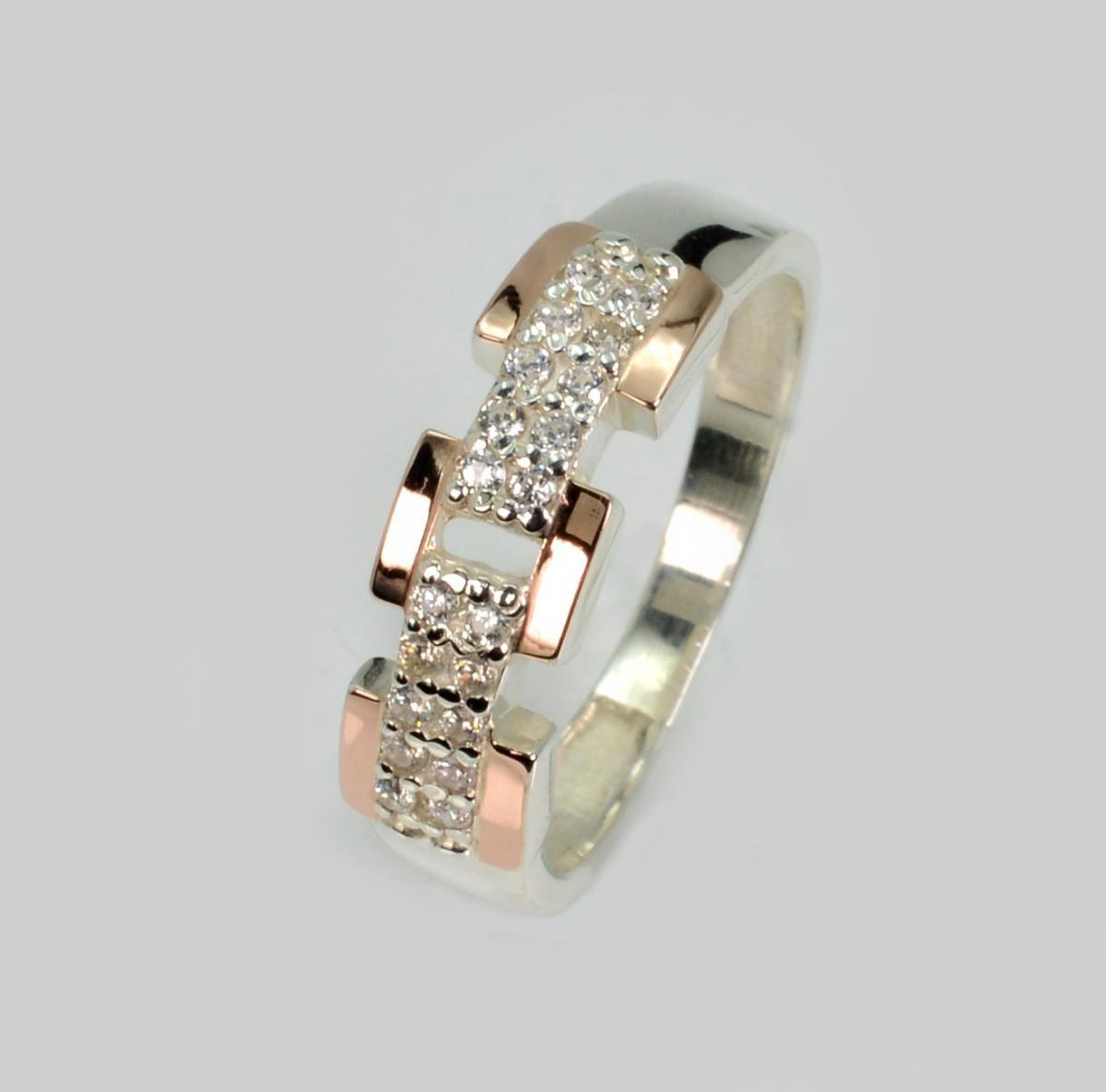 Срібна каблучка з золотими вставками, фото 1