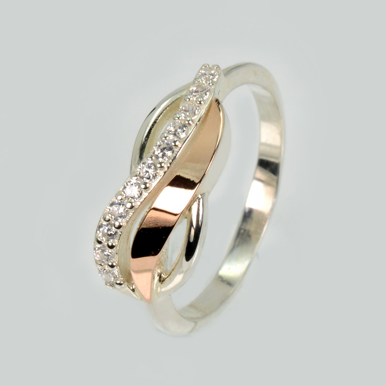 Срібна каблучка з золотими вставками, фото 1