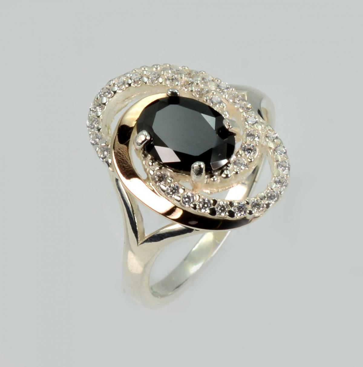 Срібна каблучка з золотими вставками, фото 1