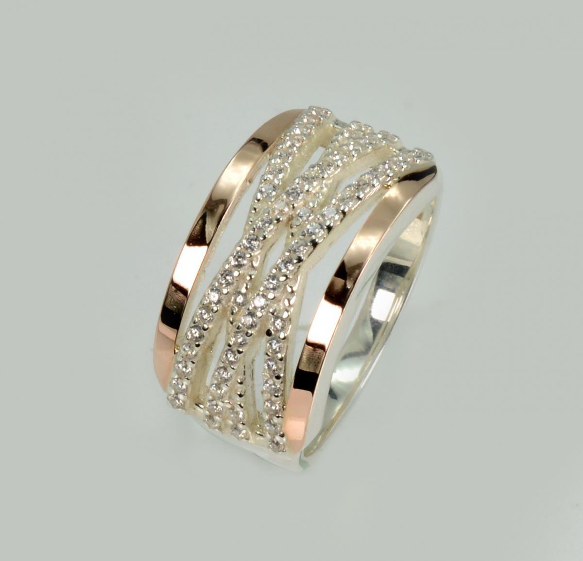 Срібна каблучка з золотими вставками, фото 1