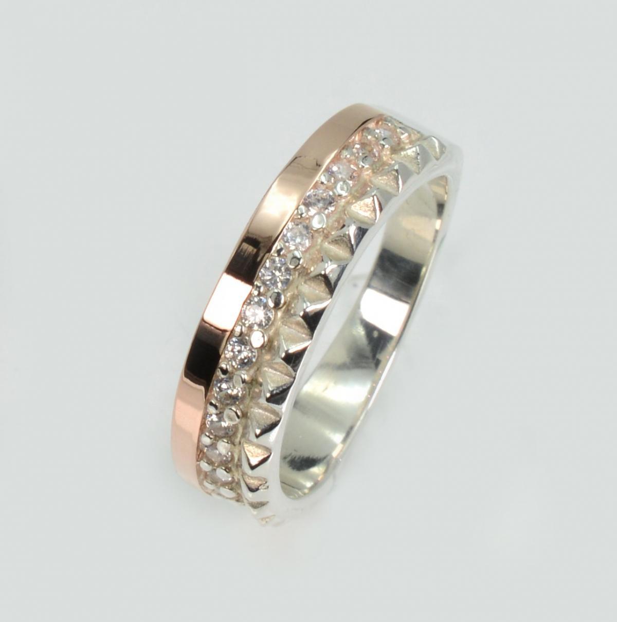 Срібна каблучка з золотими вставками, фото 1