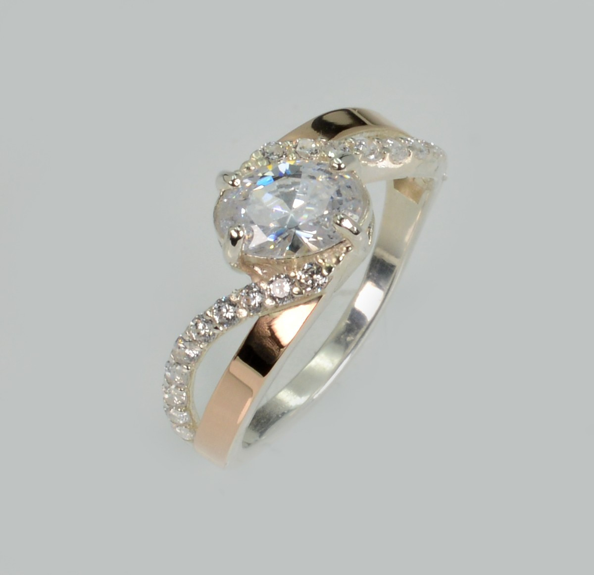 Срібна каблучка з золотими вставками, фото 1