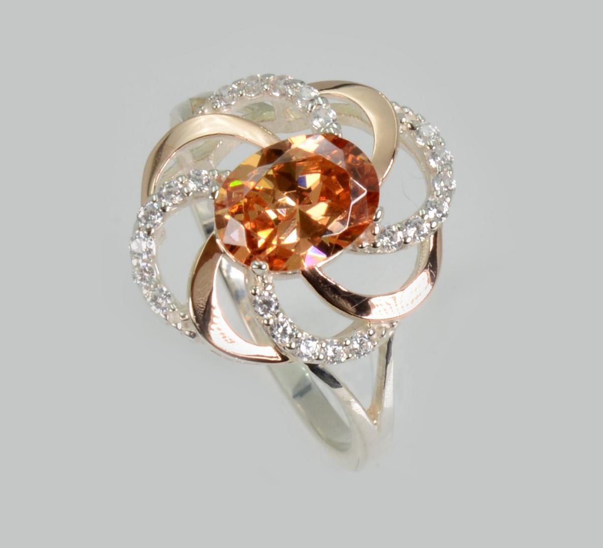 Срібна каблучка з золотими вставками, фото 1