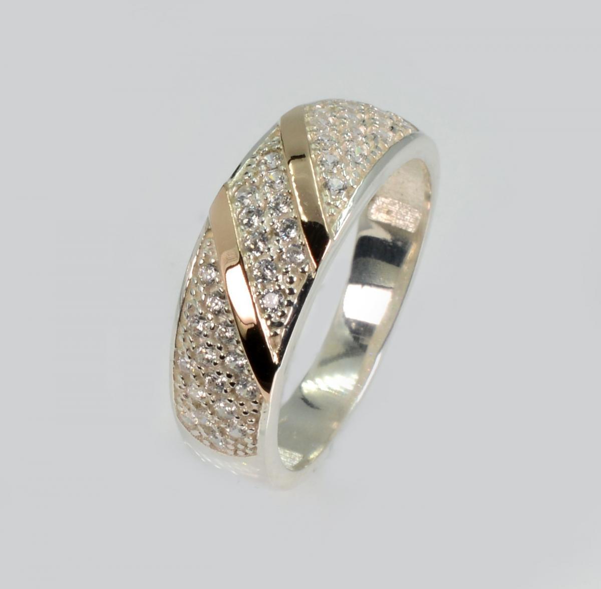 Срібна каблучка з золотими вставками, фото 1